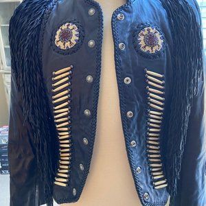Western-Style Leather Bikers Jacket Made by Diamond Leathers - Size 6